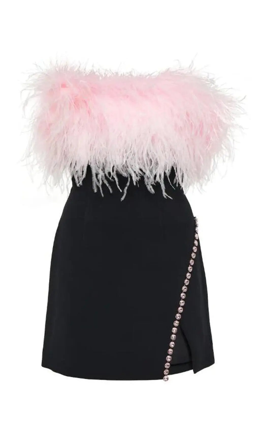 17671e4f8500be35857d8ee846744e54.jpeg Fashionslee Women Bandage Feather Crystal Mini Dress In Black