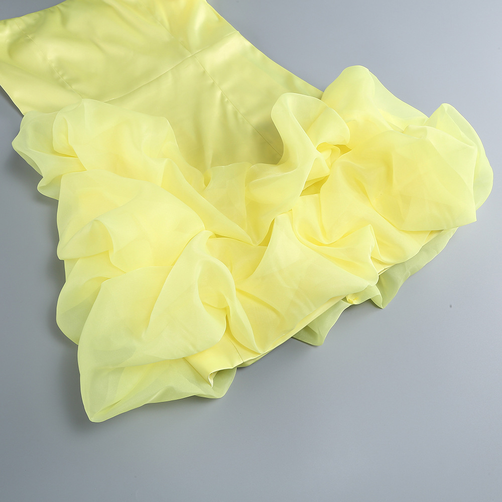 Fashionslee Women Drika Yellow One-Shoulder Mini Dress