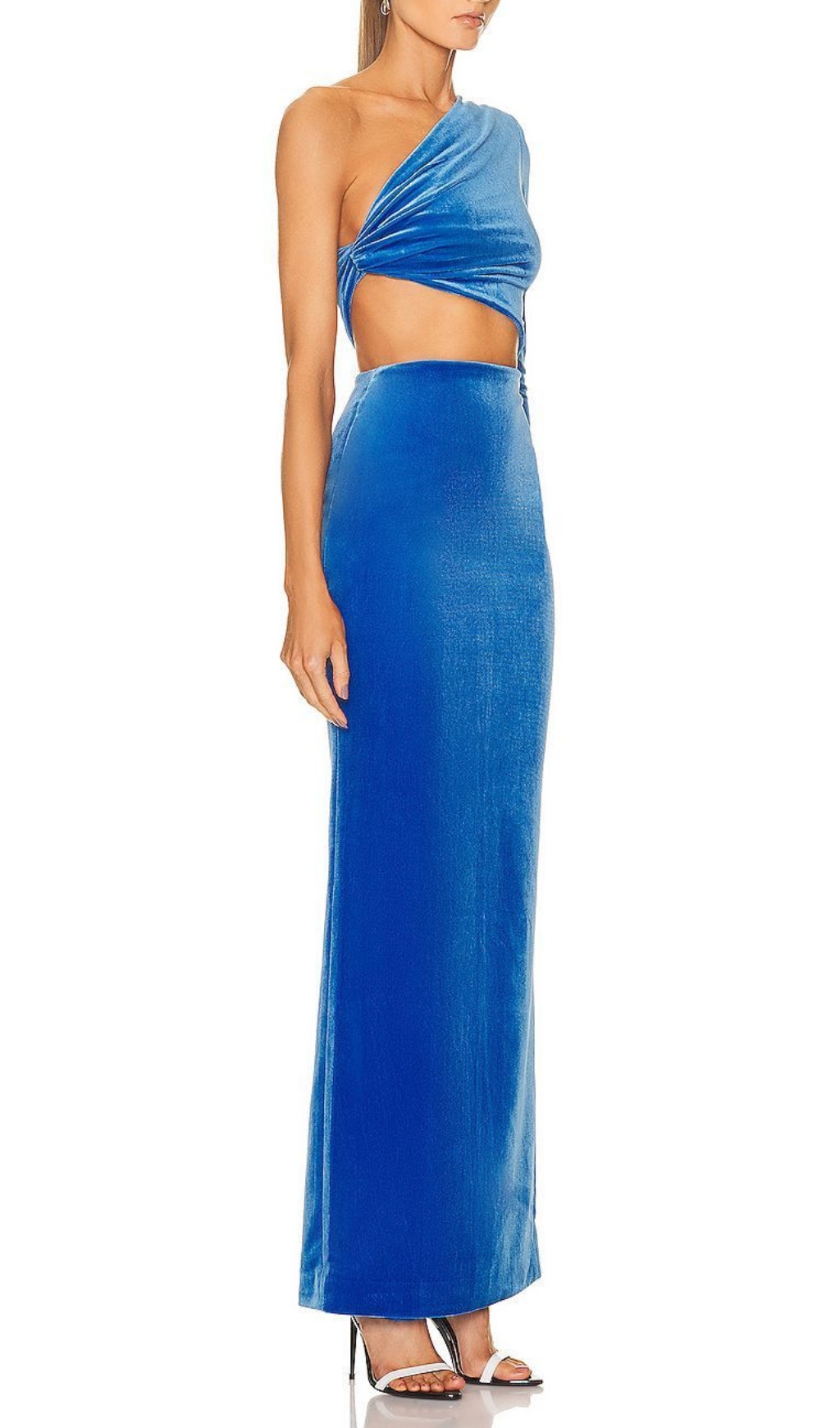 1788bfd6868c0d6e5beb2bab3e6c8c1b.jpg Fashionslee Women Daniil Blue One-Shoulder Velvet Maxi Dress