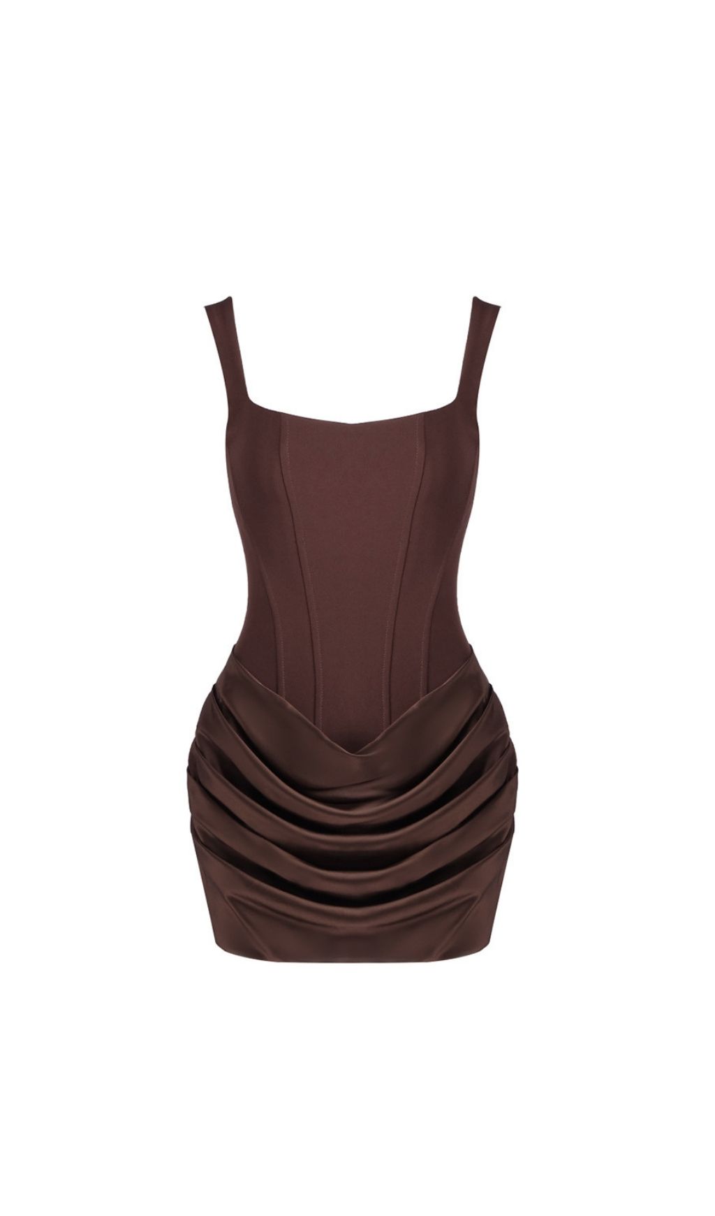 17aaeafaef79824abed92a4fed5680c1.jpg Fashionslee Women Katlyn Brown Ruched Mini Dress