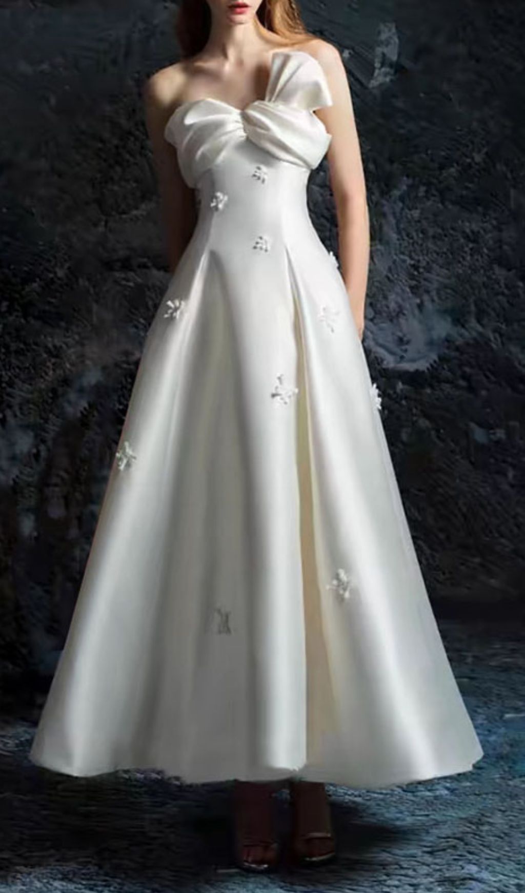 Fashionslee Women Ganesa White Strapless Knot Maxi Dress