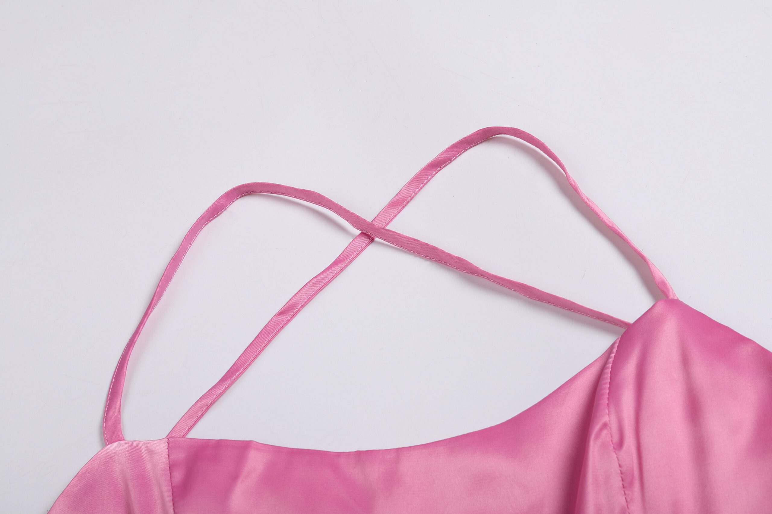 17d68a0c78361a8ef17c773864f8faf8.jpeg Fashionslee Women Strapless Halter Satin Mini Dress In Pink