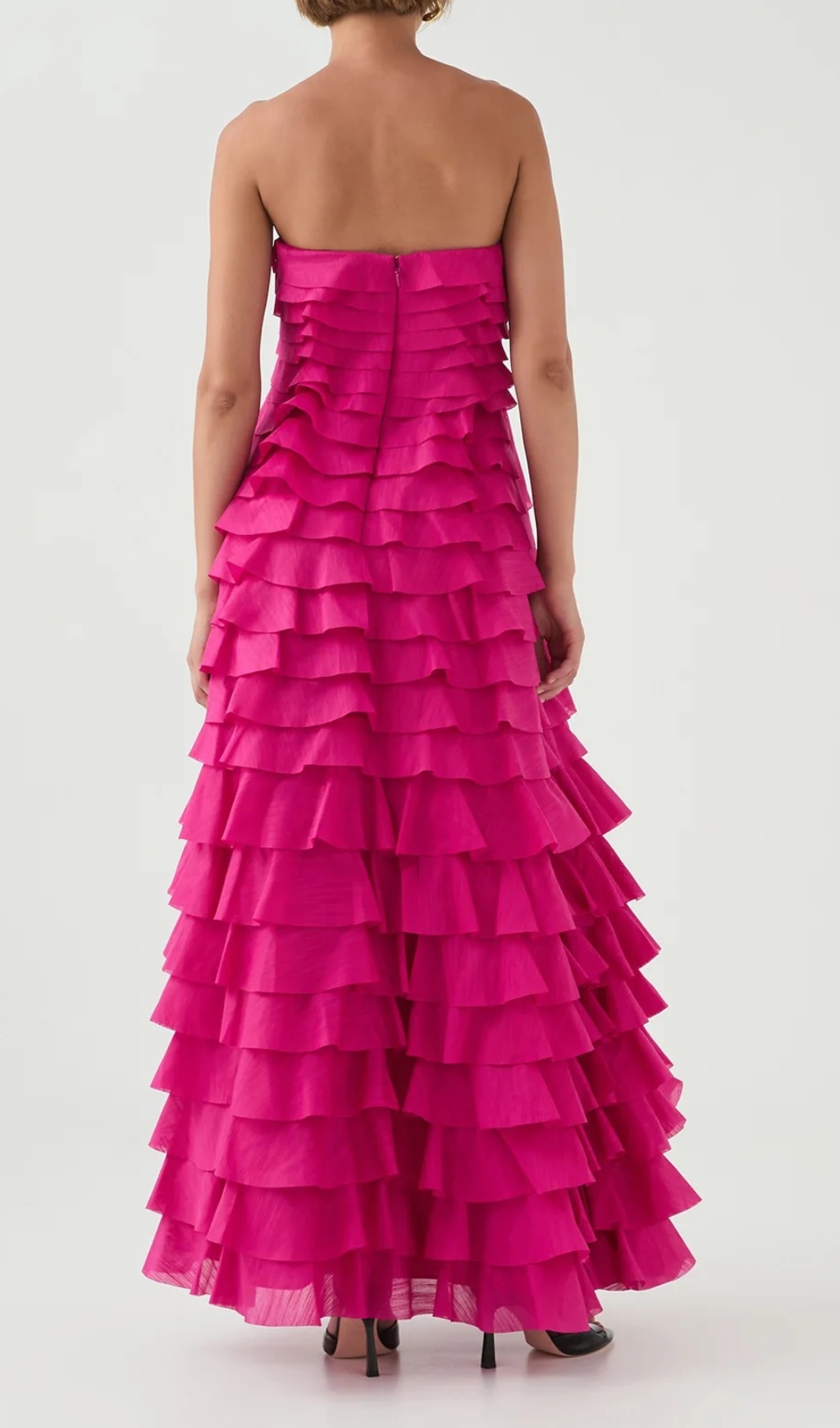 Fashionslee Women Dasani Pink Strapless Layered Maxi Dress