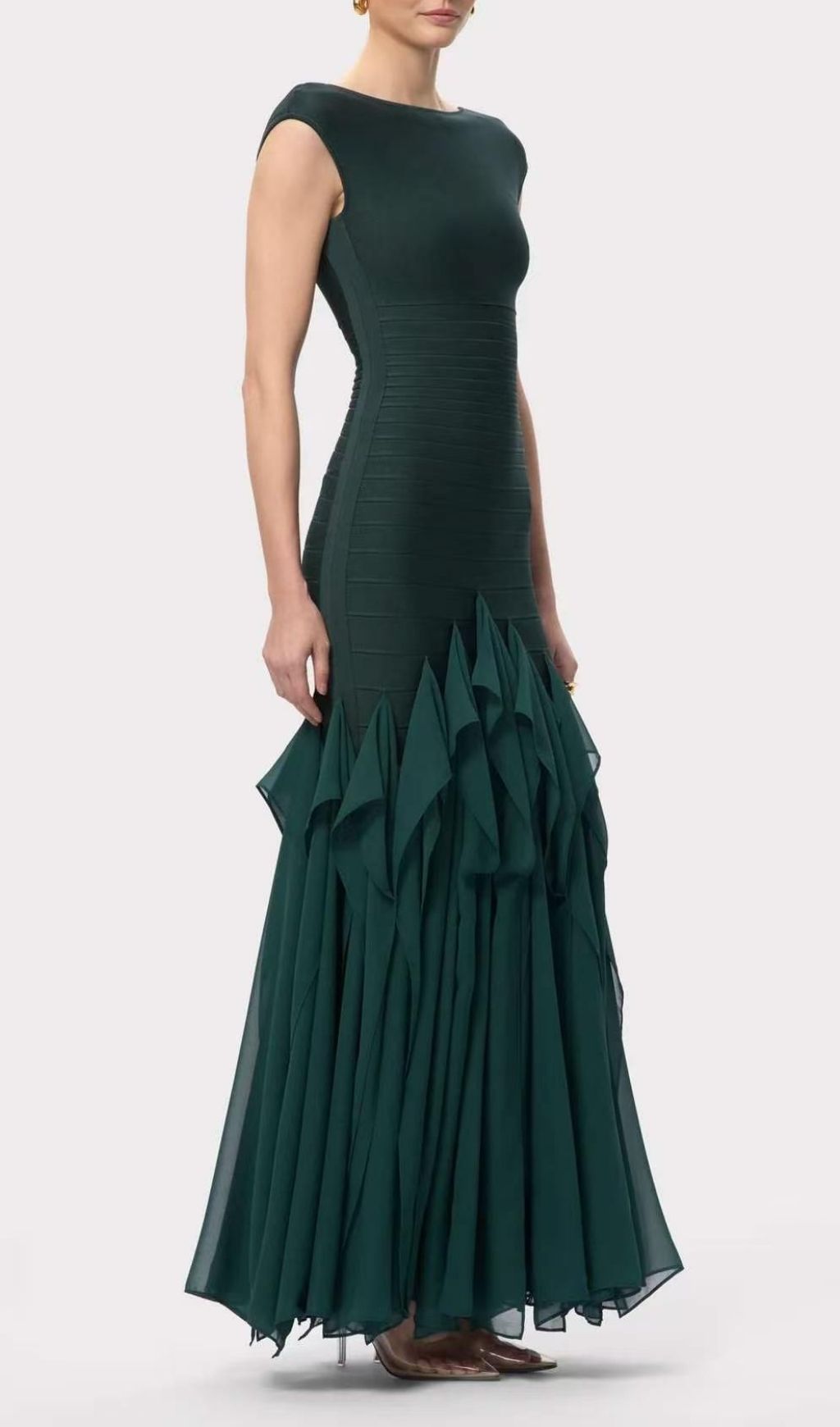 180e8a2e3e2a6046da1af24bdb1fd23e.jpg Fashionslee Women Keltie Green Ruffle Bandage Maxi Dress