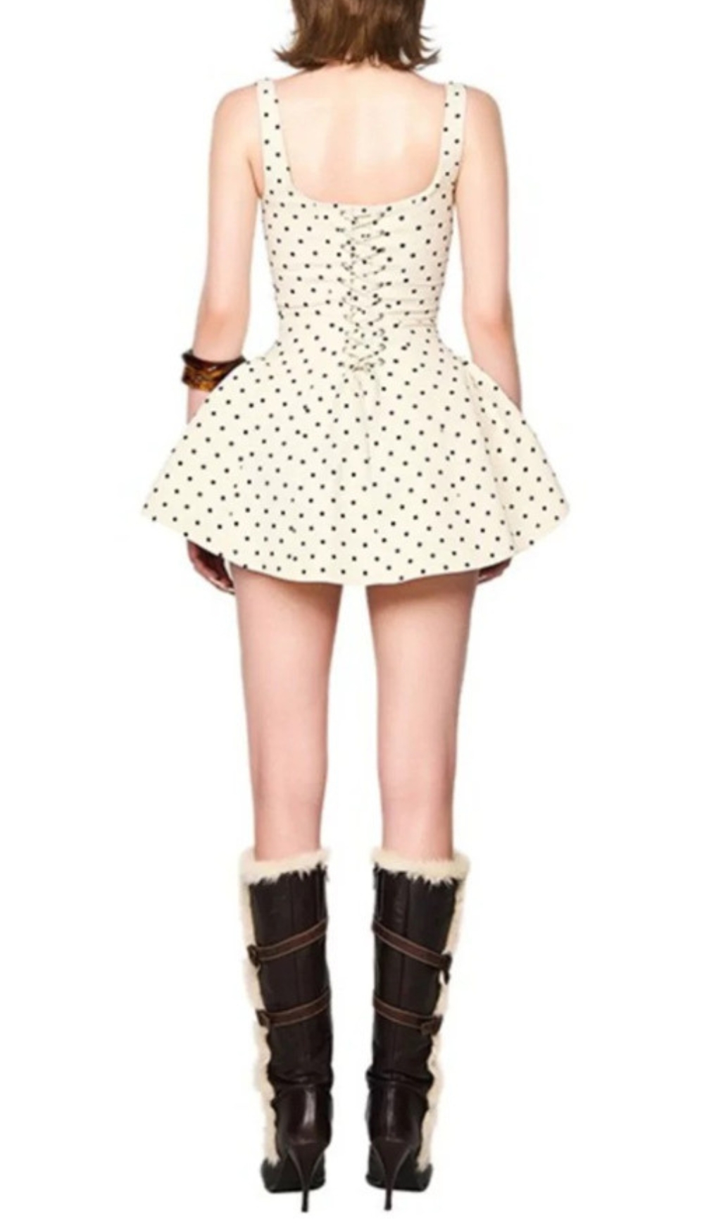 Fashionslee Women Demi White Strappy Dot Mini Dress