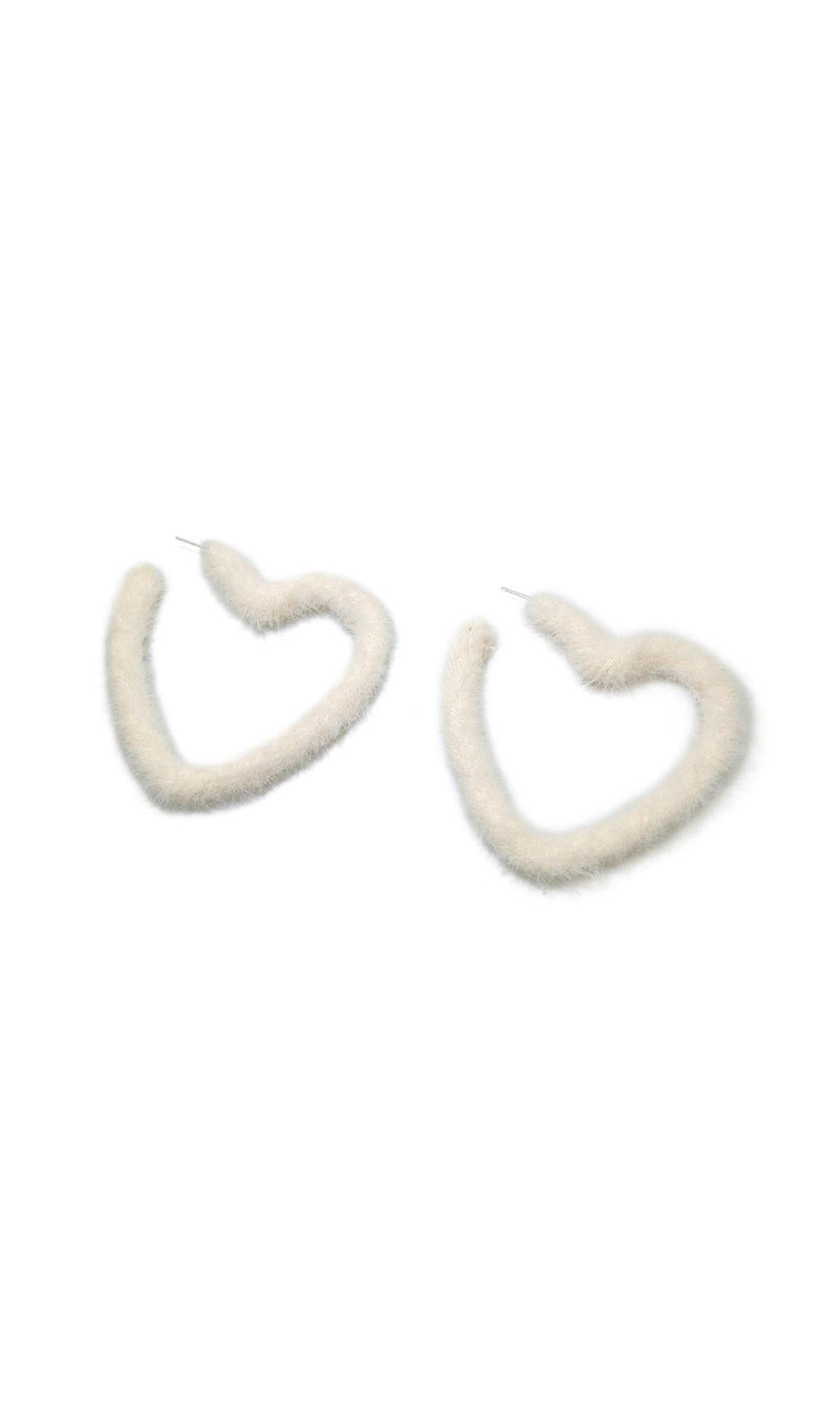 Fashionslee Women Armistead White Love-Shaped Plush Earrings