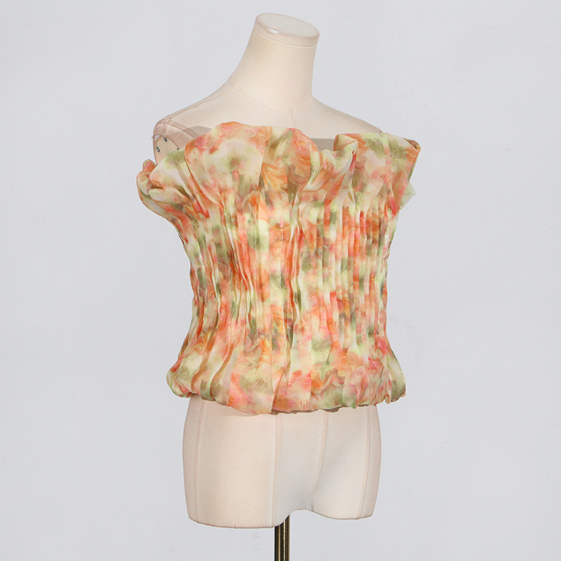 Fashionslee Women Ceona Strapless Pleated Top
