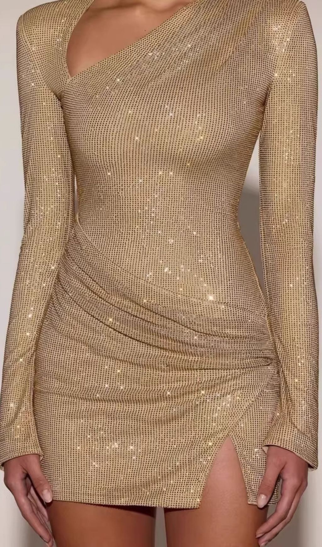 18b94673c6e2c4b3755e00d5676653db.jpg Fashionslee Women Clarrie Long Sleeve Rhinestone Mini Dress