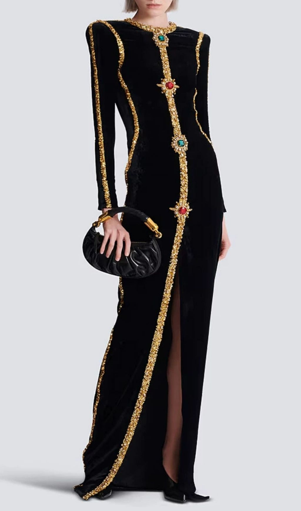 Fashionslee Women Kyndal Black Sequin Diamante Velvet Maxi Dress