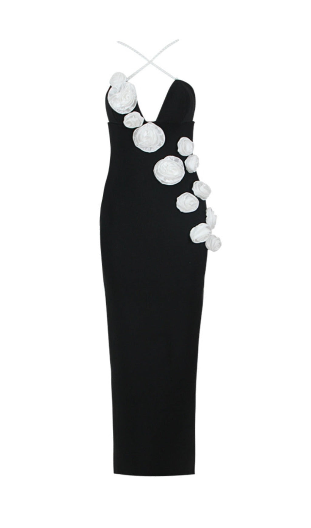 Fashionslee Women Alanna 3D Flowee Pearl Maxi Dress