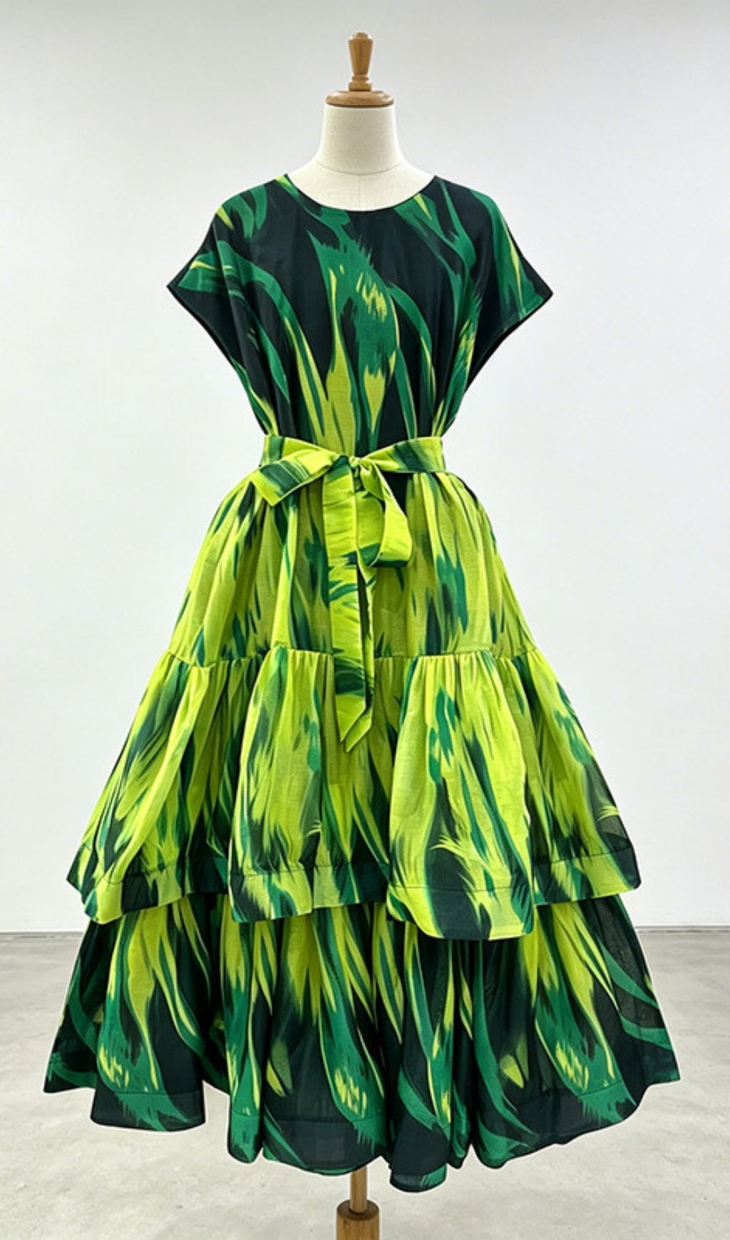 Fashionslee Women Kirstine Green Printed Midi Dress