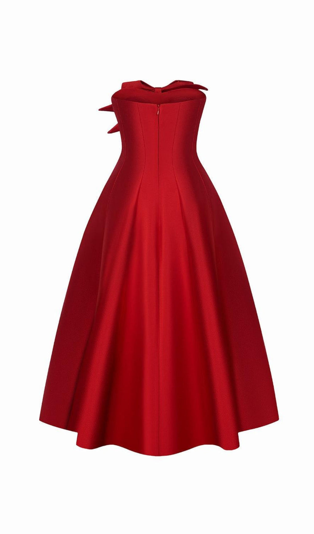 Fashionslee Women Avani Red Flared Semi-Heart Neck Taffeta Dress