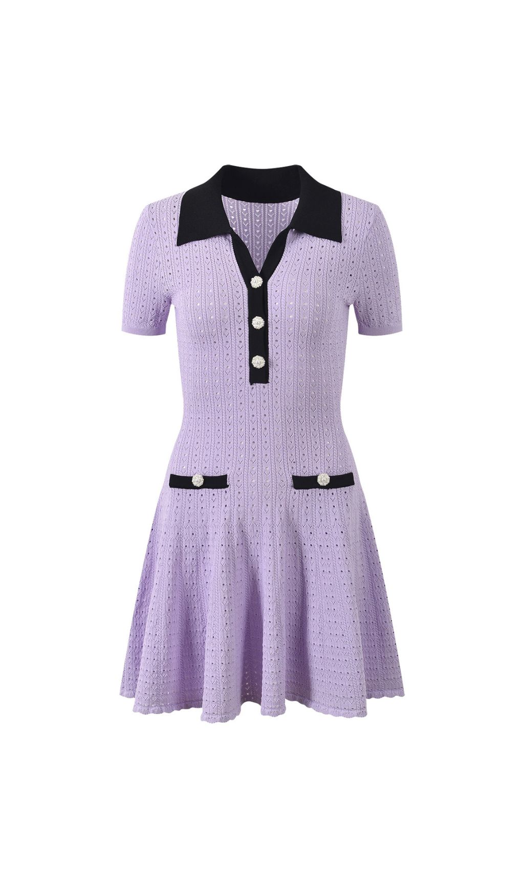 190a97f1277e9abefe9eaf5641d88bd1.jpg Fashionslee Women Lilac Pointelle Knit Mini Dress