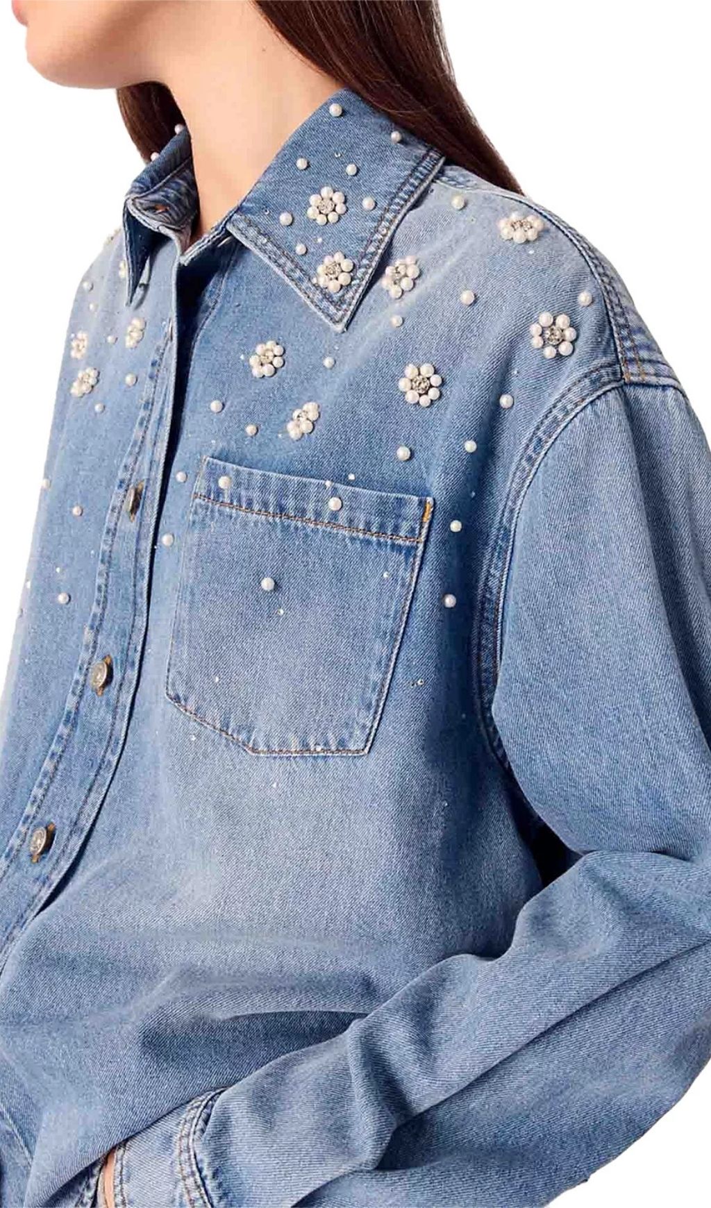 VINTAGE BEADED DENIM SHIRT – TRENDING AESTHETIC - OWNCI VINTAGE BEADED DENIM SHIRT – TRENDING AESTHETIC - OWNCI