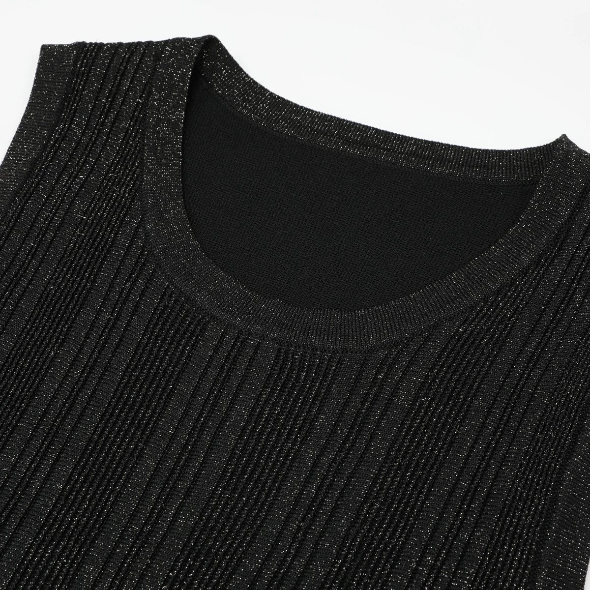 Fashionslee Women Kiandra Black Sleeveless Knit Maxi Dress