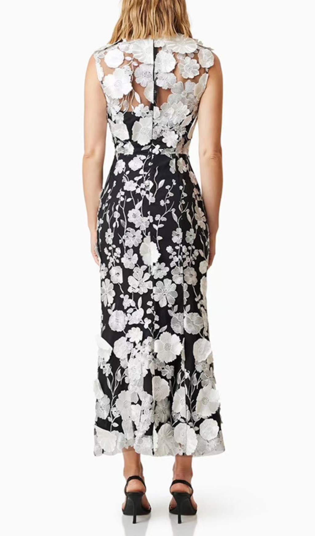 Fashionslee Women Cessair Sleeveless Flower Embroidery Midi Dress
