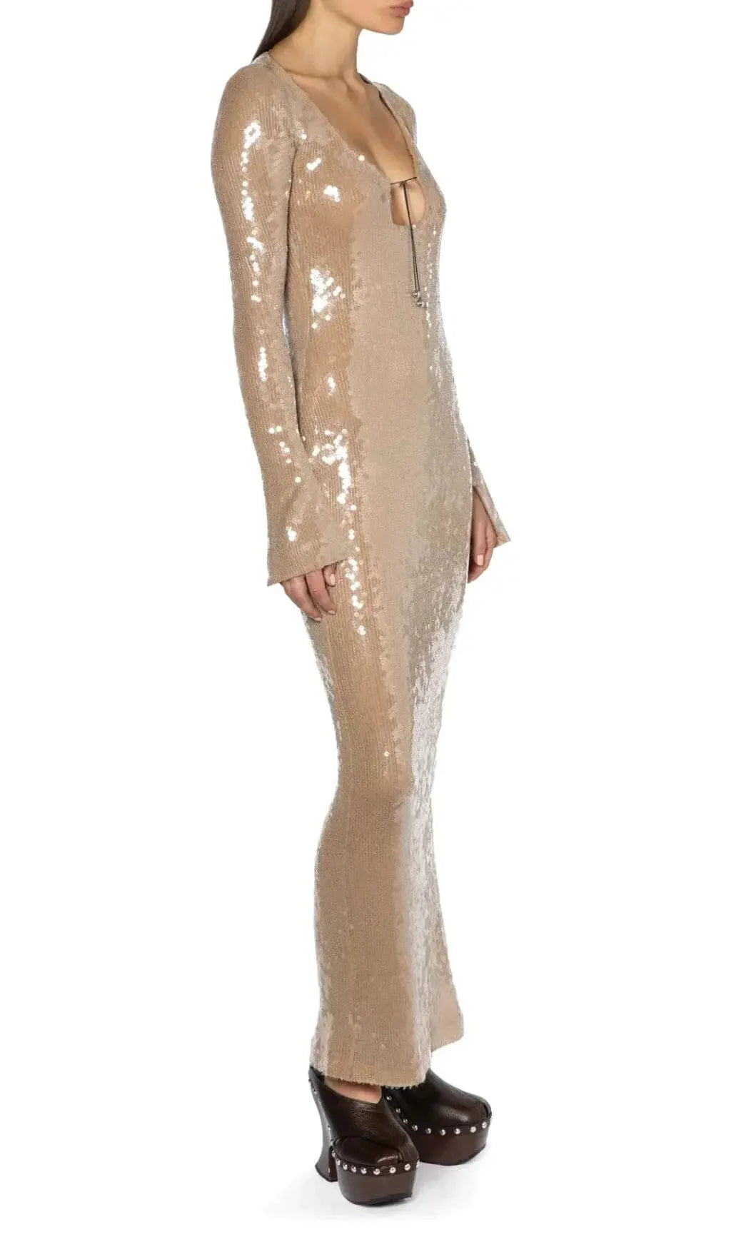 197c1088da364e69c7d3745fc28bb8f9.jpeg Fashionslee Women Ardelle Khaki Sequin Maxi Dress