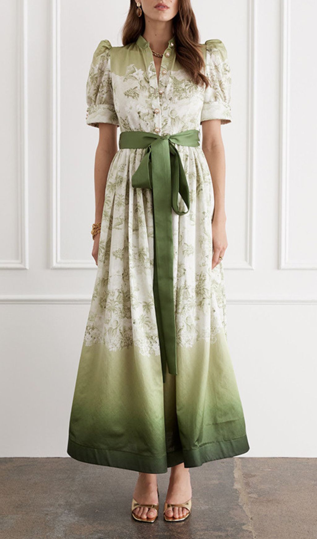 Fashionslee Women Ilys Green Printed Maxi Dress