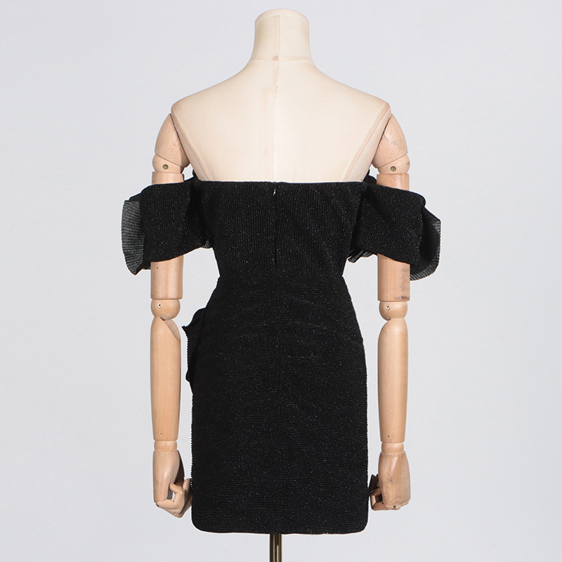 19a83154938eee9ad3a9c7235e2e3f1a.jpg Fashionslee Women Carly Black Ribbed Flower Mini Dress