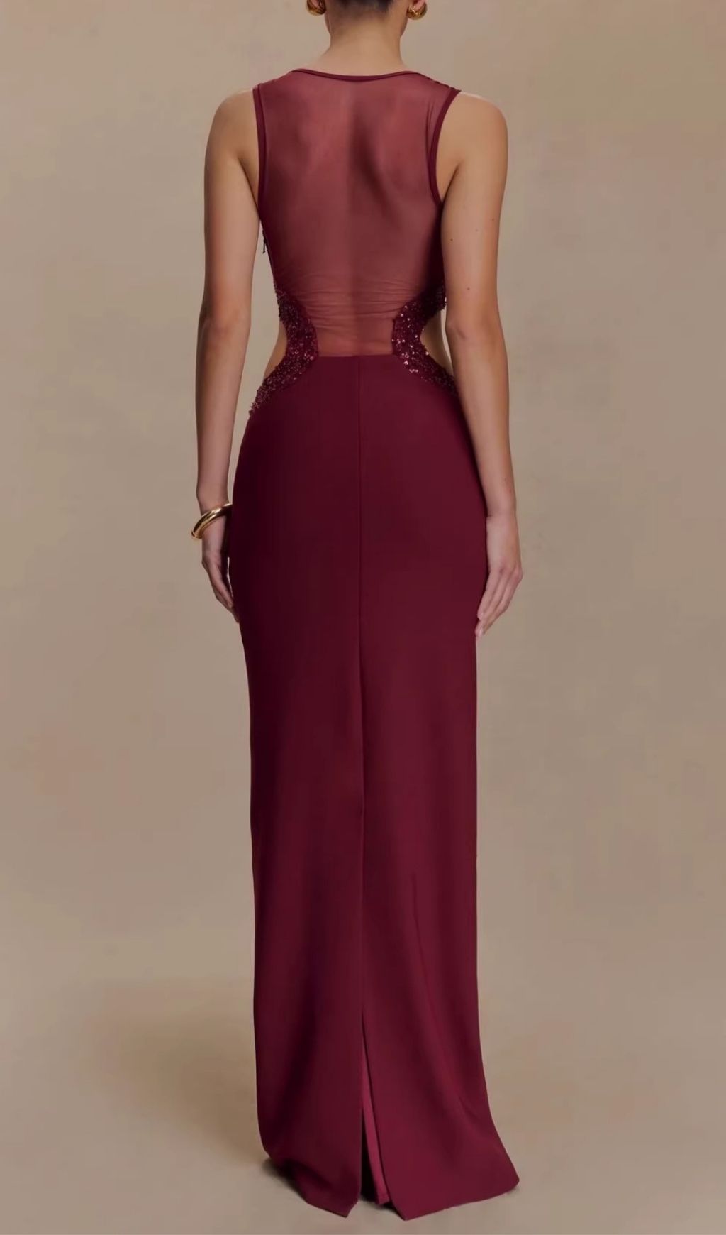 Fashionslee Women Celerina Sleeveless Cutout Sequin Maxi Dress