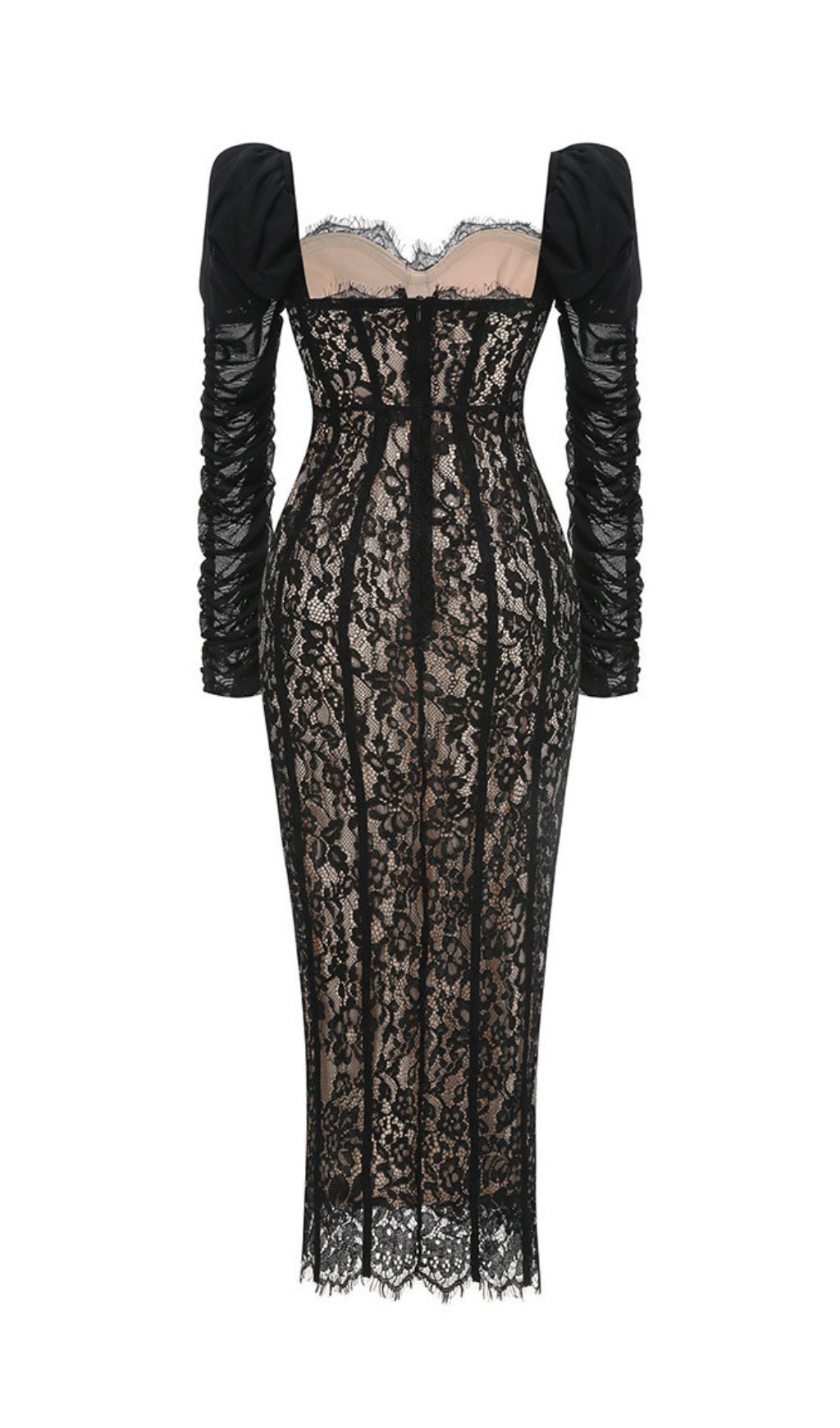Fashionslee Women Jordane Black Long Sleeve Lace Maxi Dress