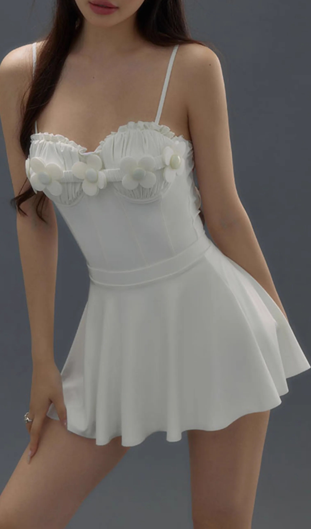 Fashionslee Women Deance White Flower One-Piece Swimsuit & Skirt