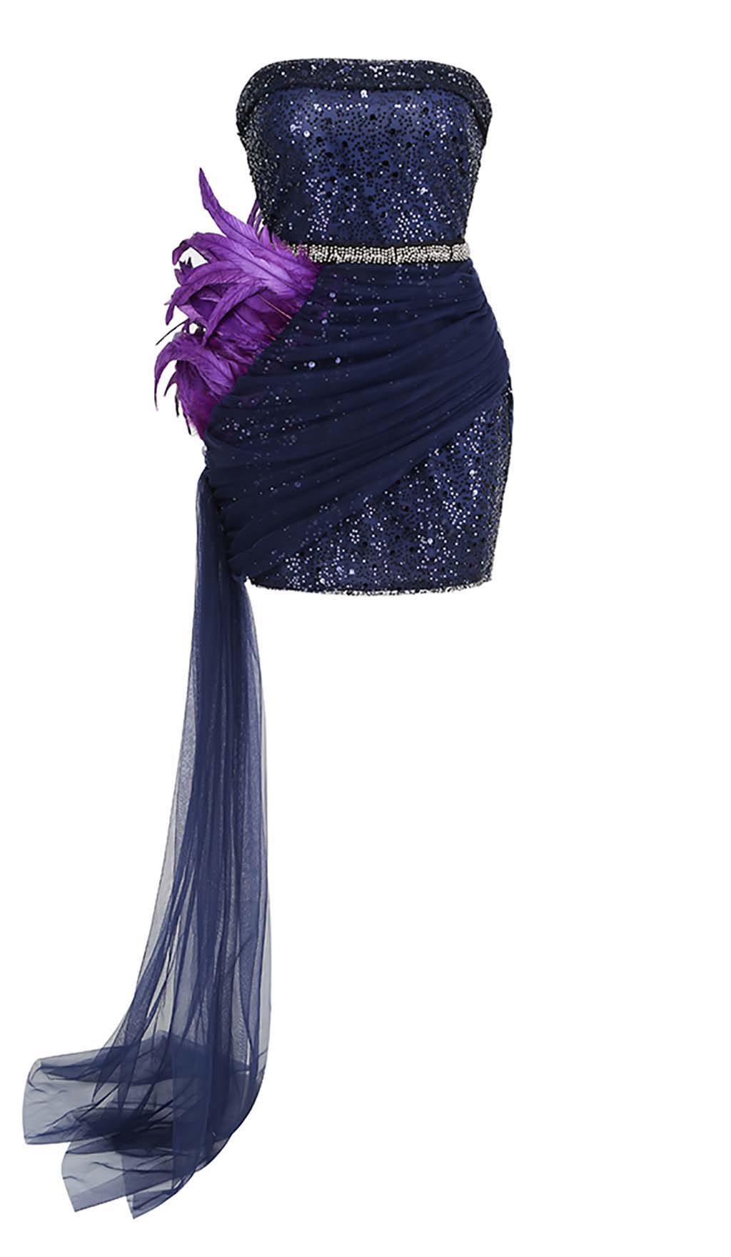 TRENDING PURPLE FEATHER MIDI DRESS - OWNCI TRENDING PURPLE FEATHER MIDI DRESS - OWNCI