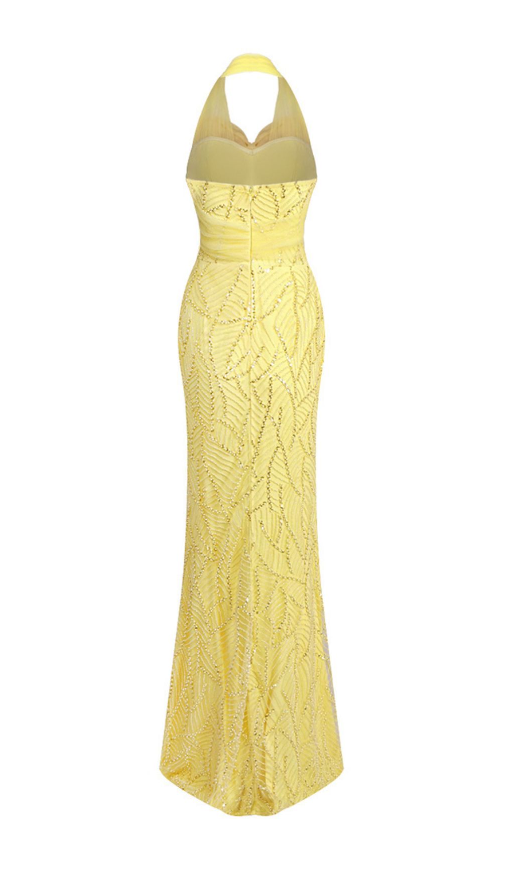 1a26eb9d3e40788f7db3c9301bc1110d.jpg Fashionslee Women Jermaine Yellow Halter Bow Beaded Maxi Dress