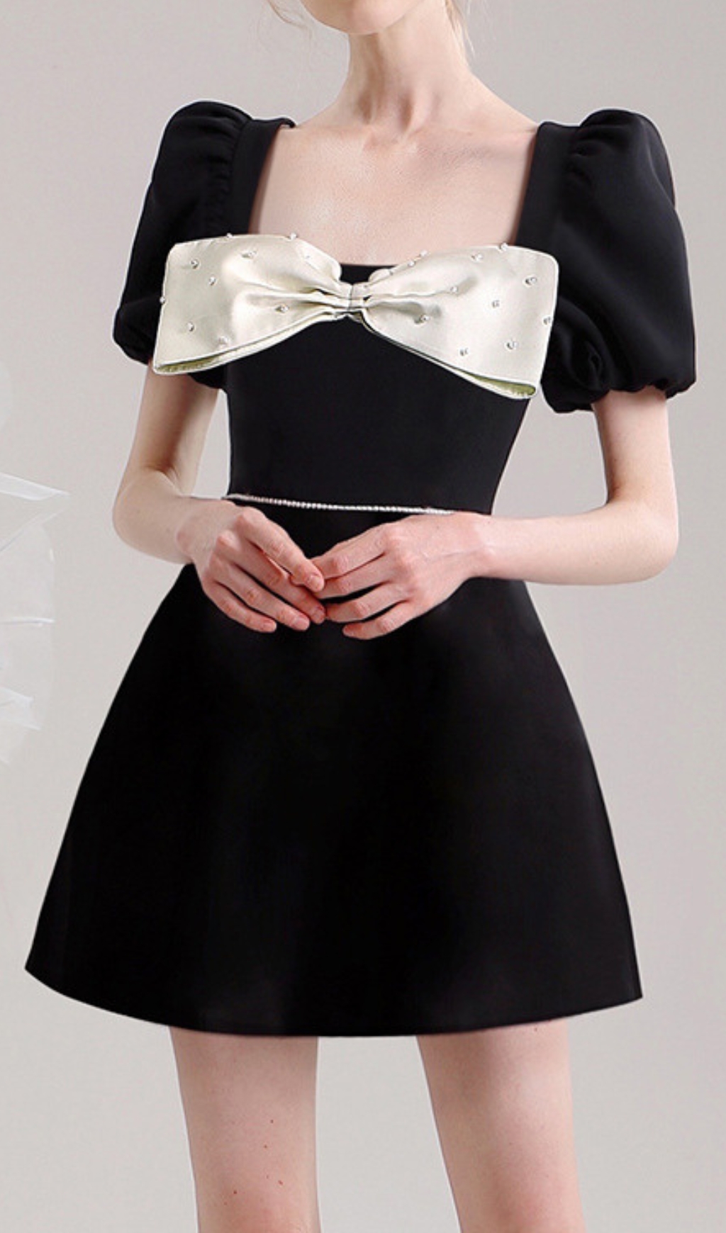 1a3ac6fcad73ca7ede317e2781ce928c.jpg Fashionslee Women Cheick Black Bow Mini Dress