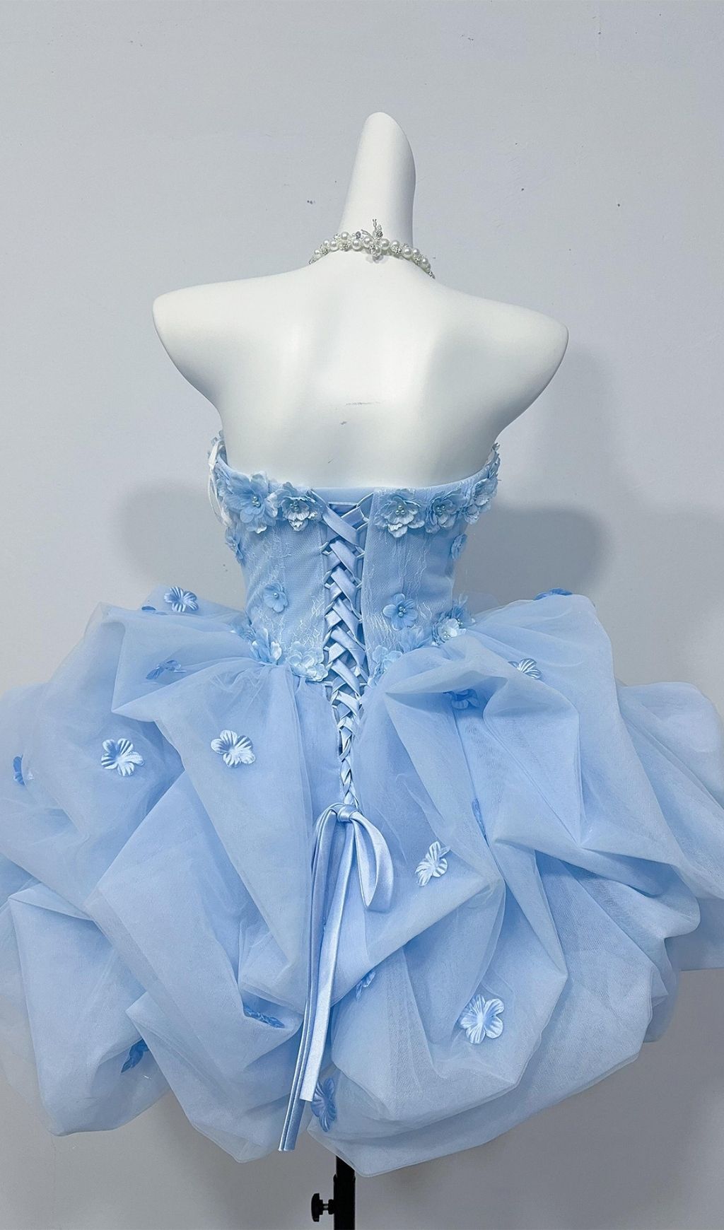 1a655ad0801e81bde113899cad1824c5.jpg Fashionslee Women Krista Blue Strapless Flower Mini Dress