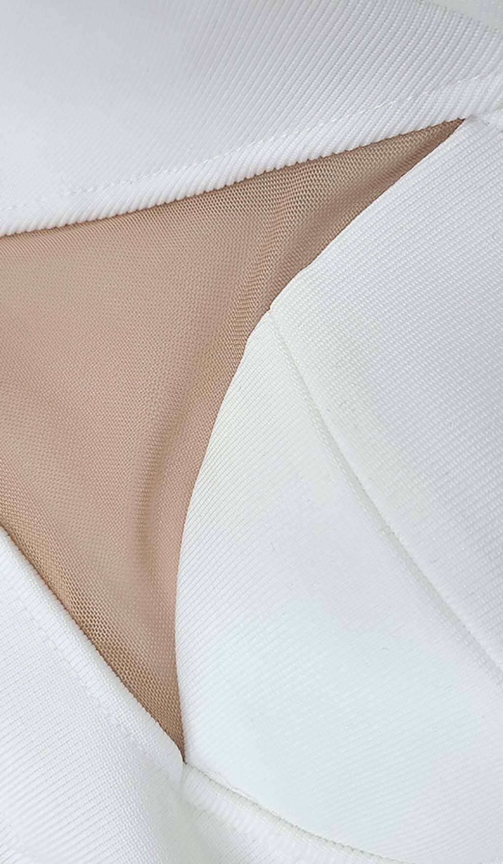 Fashionslee Women Feather Bandage Mini Dress-White