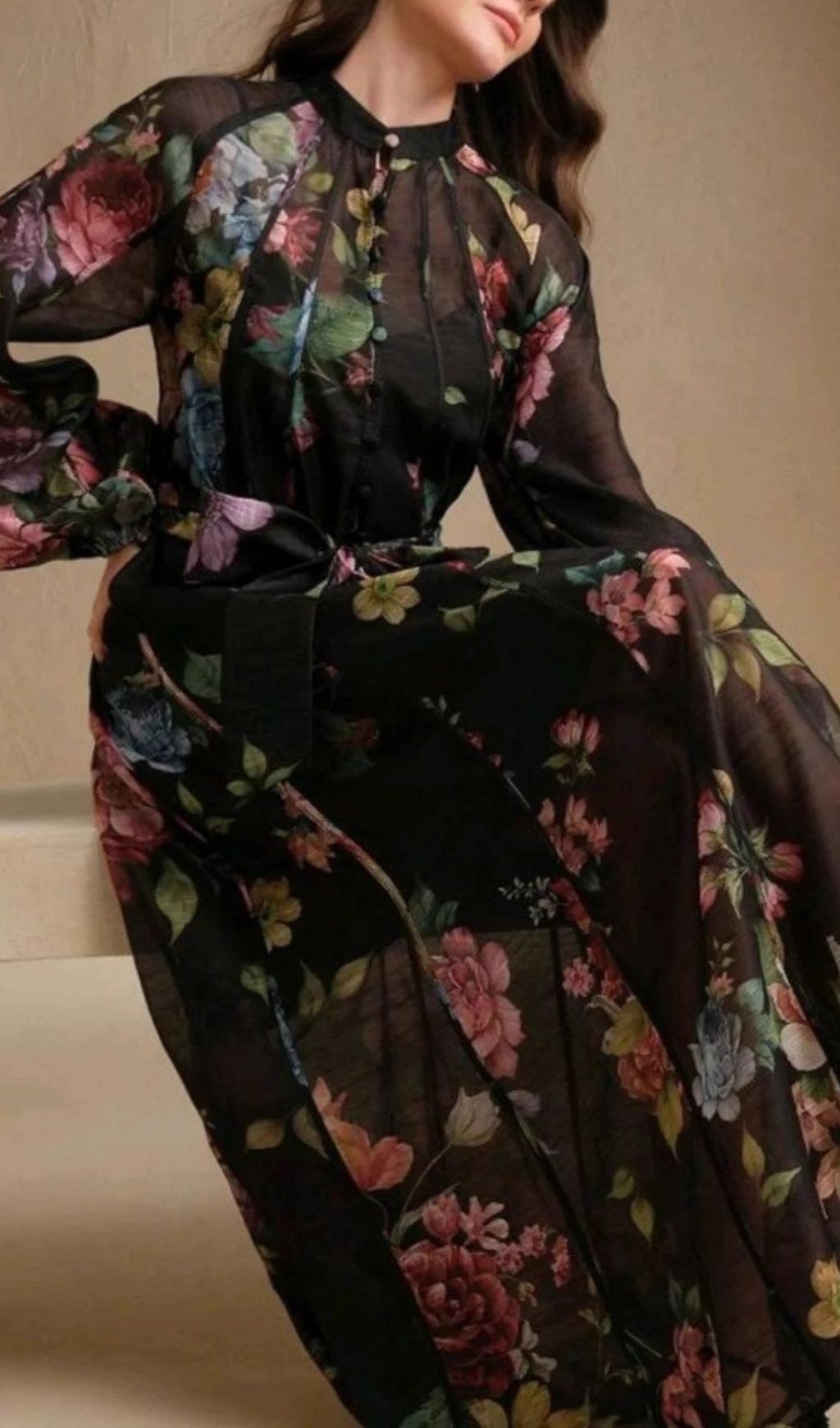 Fashionslee Women Gilad Printed Long Sleeve Maxi Dress