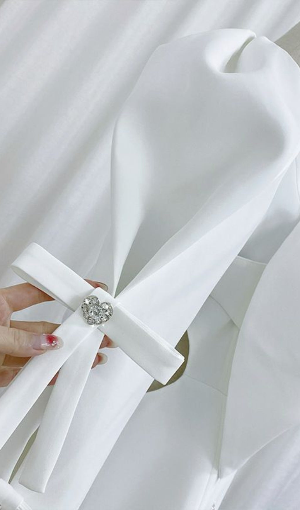 Fashionslee Women White Bow Waist Suit Dress
