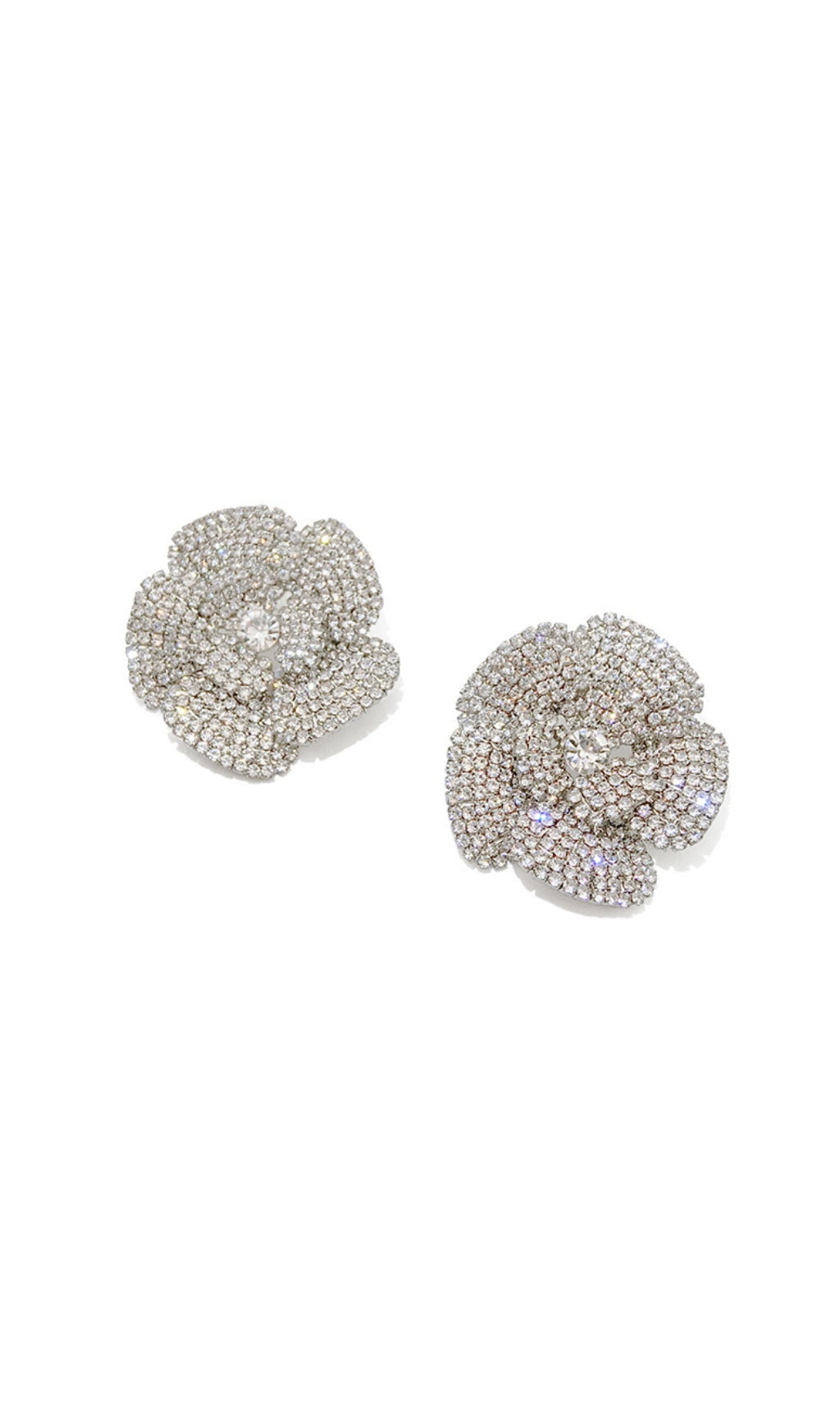 1ac901075f60bc33f6e1a8cfd1b439d0.jpeg Fashionslee Women Assumpta Silver Five-Petal Rhinestone Earrings