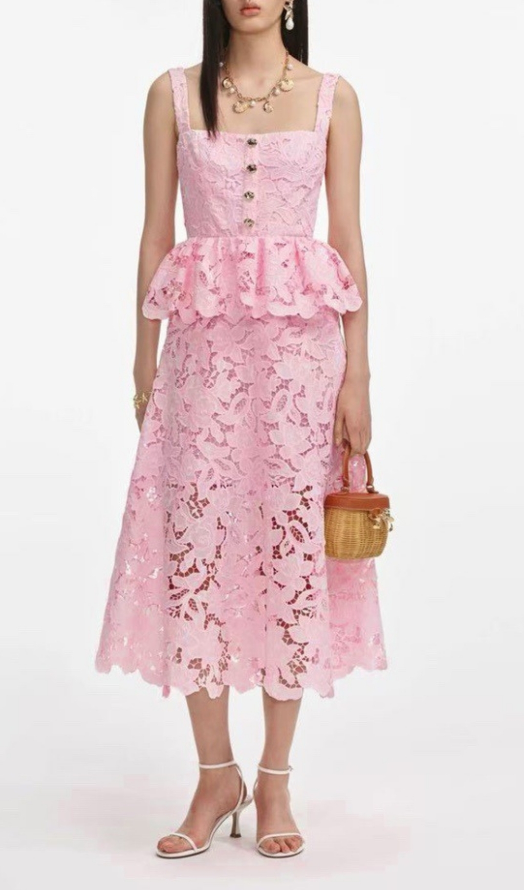 Fashionslee Women Fumito Flower Embroidery Midi Dress