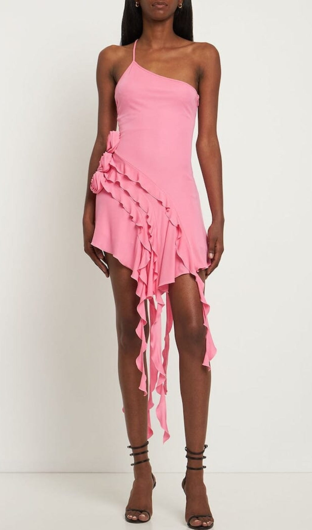 Fashionslee Women Rose-Detail Ruffled Mini Dress In Pink