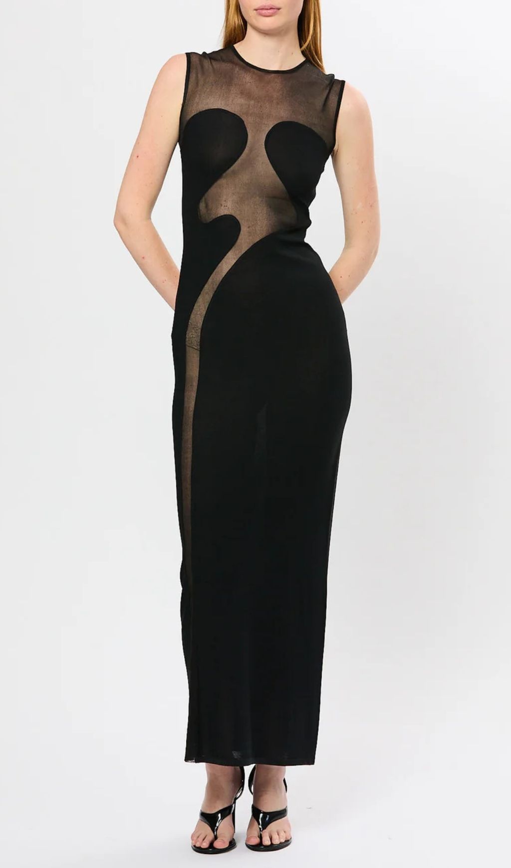 Fashionslee Women Fadia Black Mesh Bandage Maxi Dress