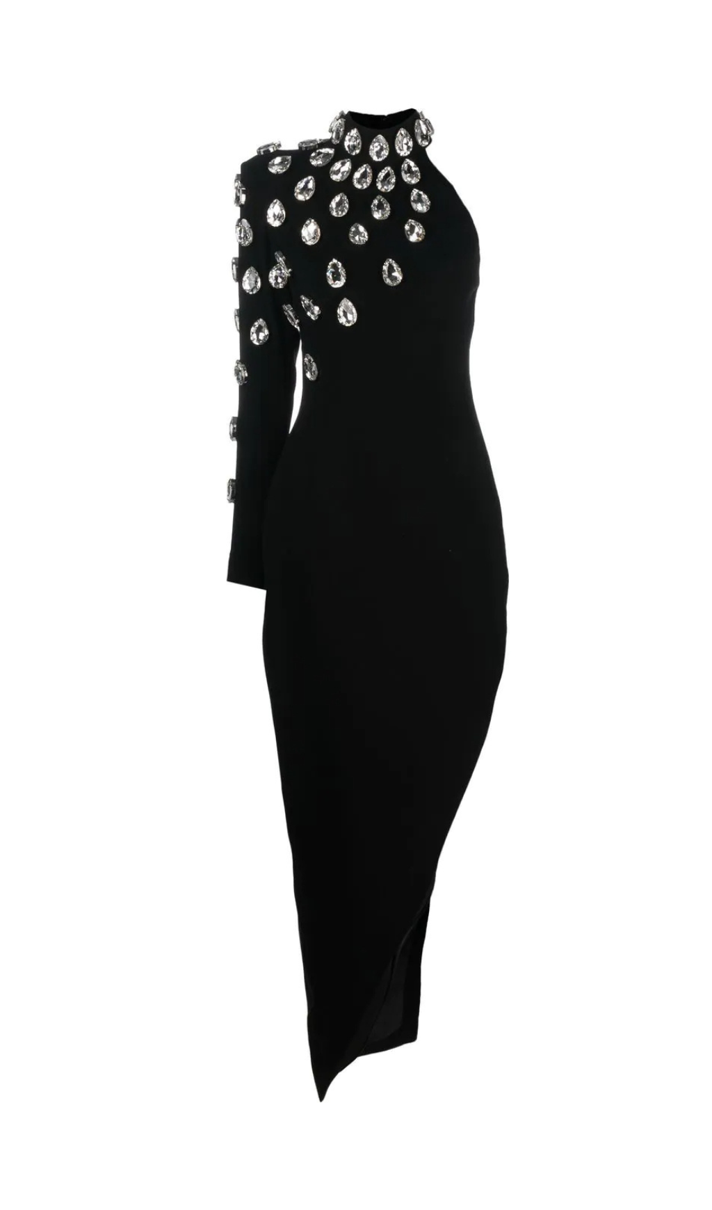 1ad34b853947757e2248c264ffee7991.png Fashionslee Women Aubree Asymmetrical Black Crêpe Dress
