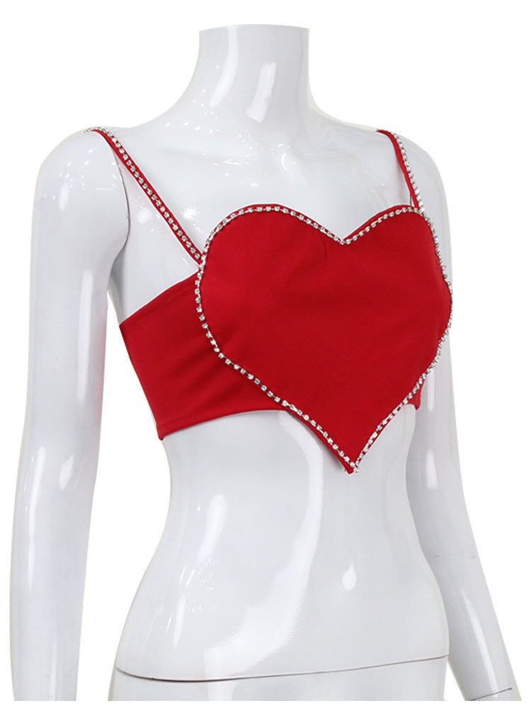 TRENDING EMBELLISHED HEART CROP TOP - OWNCI
