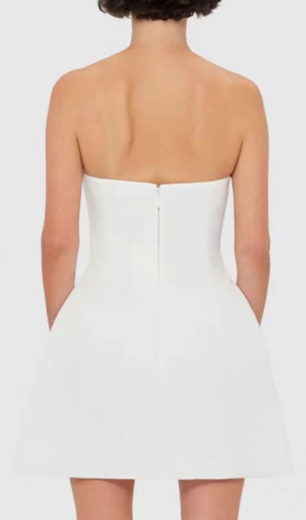 Fashionslee Women Huy White Strapless Flower Mini Dress
