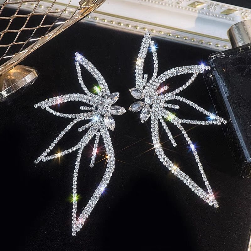 Fashionslee Women Crystal Flower Earrings In Silver