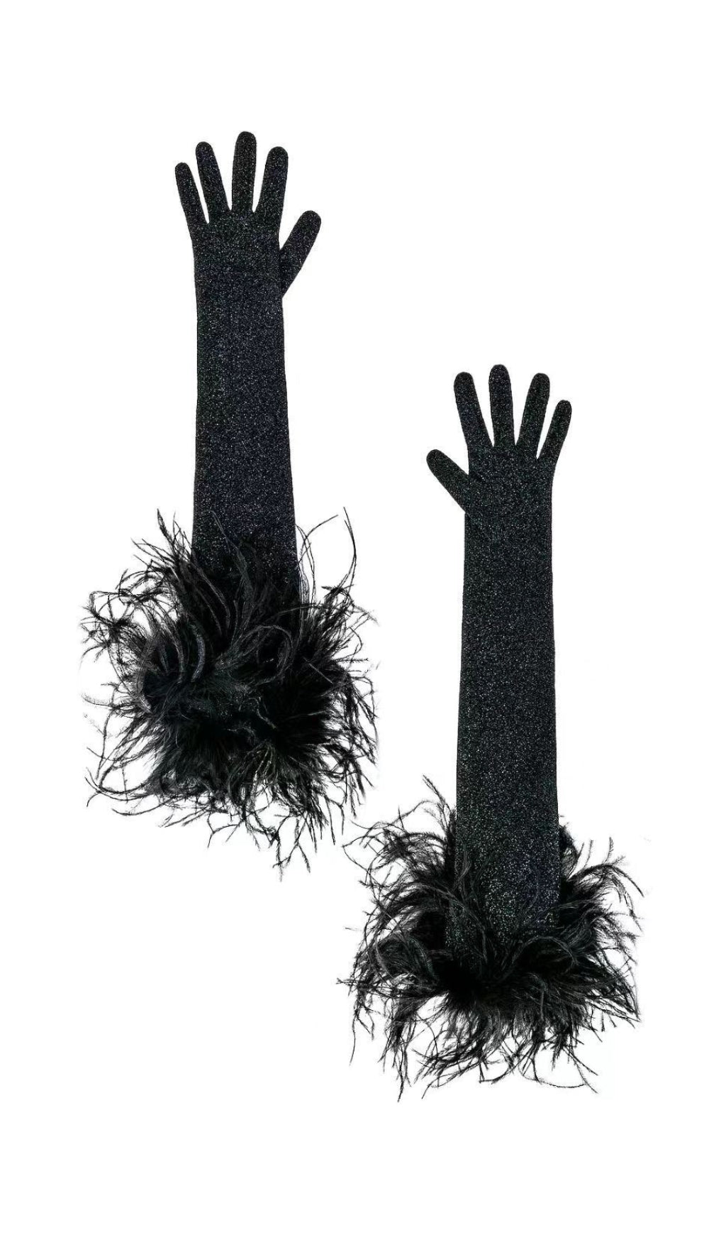 Fashionslee Women Black Feather Gloves