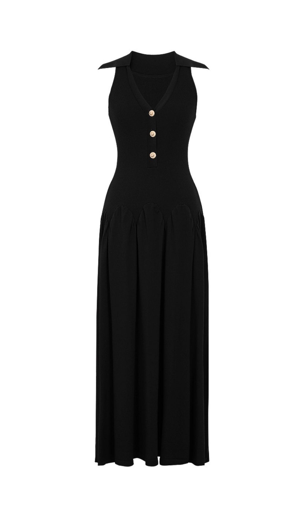 Fashionslee Women Kimi Black Sleeveless V-neck Knit Maxi Dress