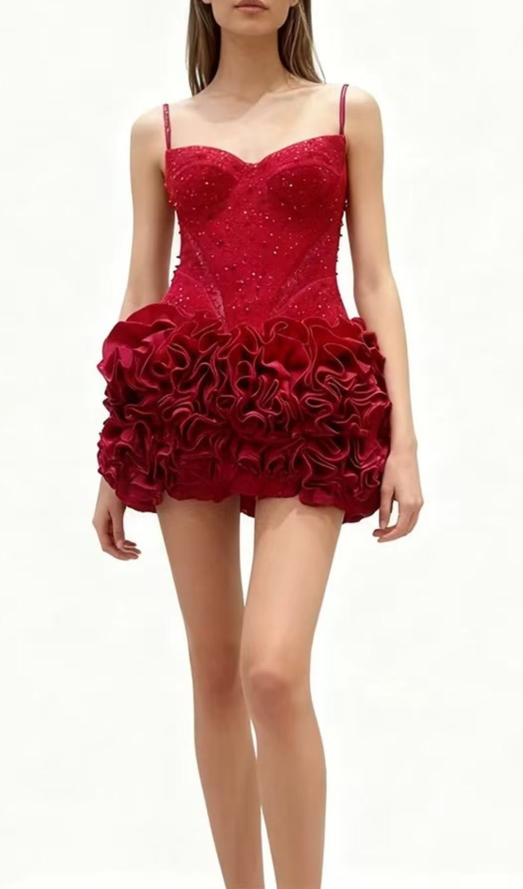 1b46804e2dd90afeab78cd474bda419e.jpg Fashionslee Women Janet Red Strappy Sequin Mini Dress