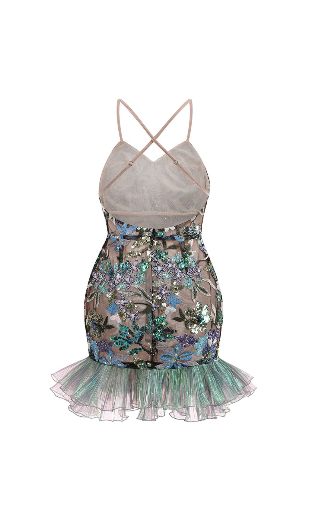 1b57b30aca1ce31e3625e944af46541d.jpg Fashionslee Women Fatin Green Flower Sequin Embroidery Mini Dress