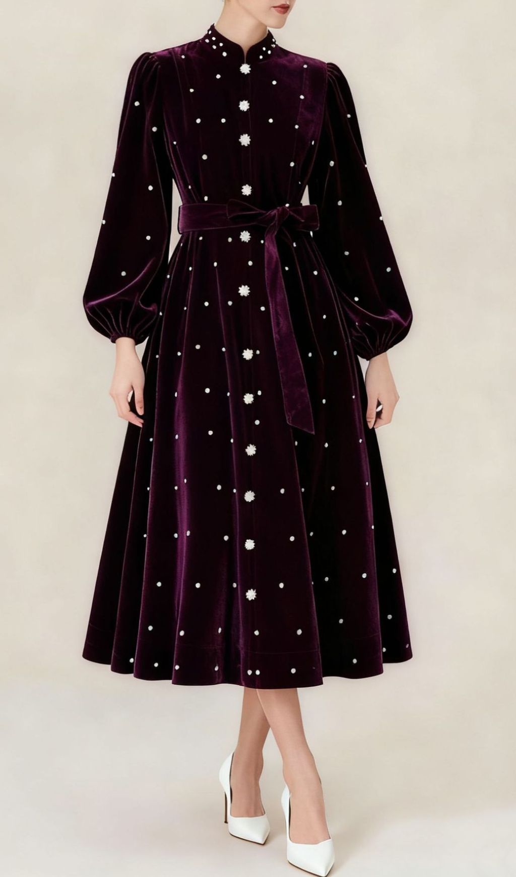 Fashionslee Women Iwalani Velvet Long Sleeve Midi Dress