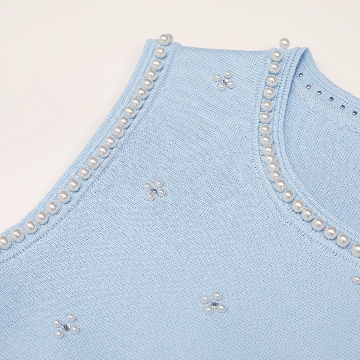 TRENDING BLUE BEADED KNIT MIDI DRESS - OWNCI TRENDING BLUE BEADED KNIT MIDI DRESS - OWNCI