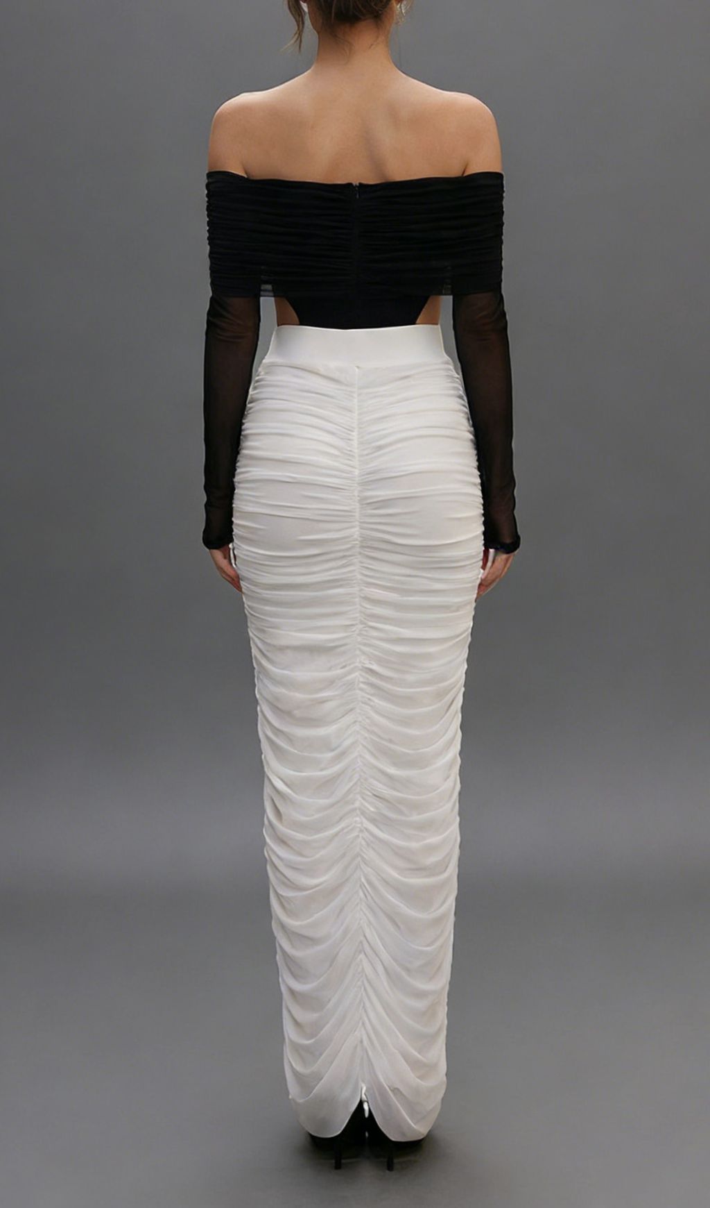 Fashionslee Women Joplin Long Sleeve Ruched Skirt Set