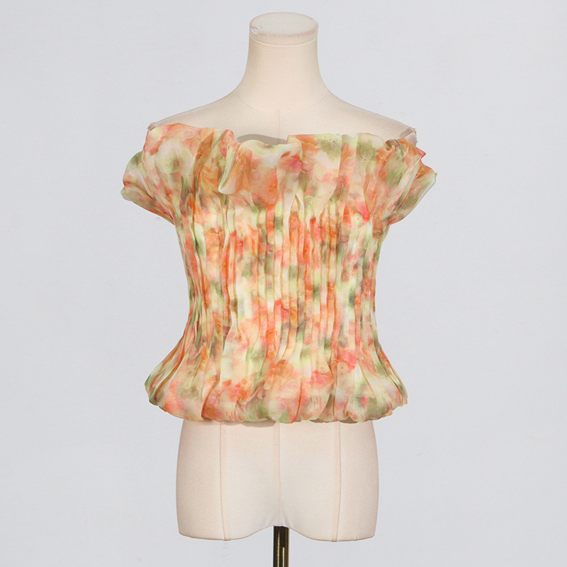 Fashionslee Women Ceona Strapless Pleated Top