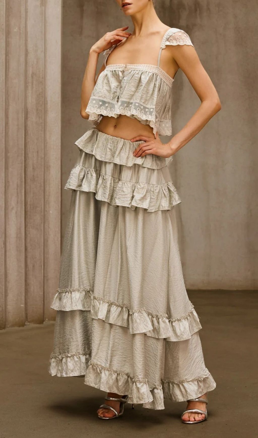 1bbbde3af5218ec7f589cf76579b781d.jpg Fashionslee Women Relythic Ruffle Lace Skirt Set